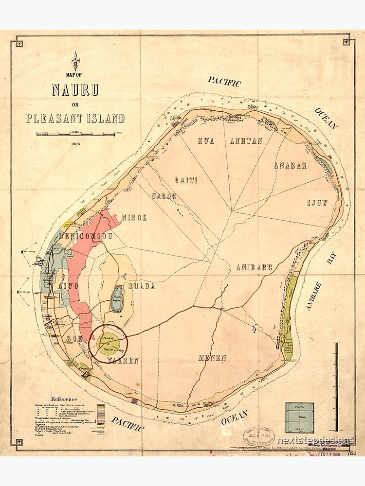 "Map of Nauru Island, 1926 by Hutchison" Poster for Sale by
