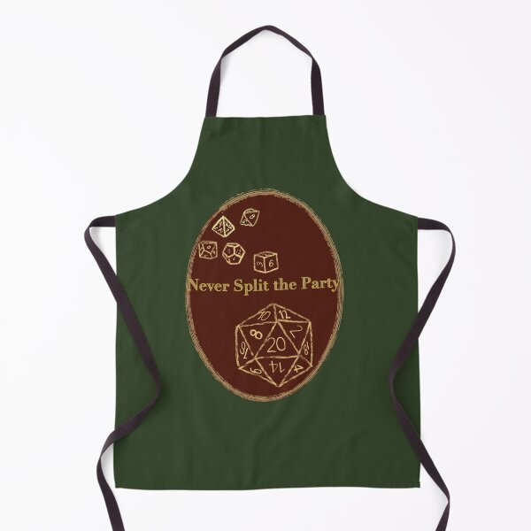 Item preview, Never Split the Party Yellow Text on Burgundy Badge - TTRPG designed and sold by jolabrese.
