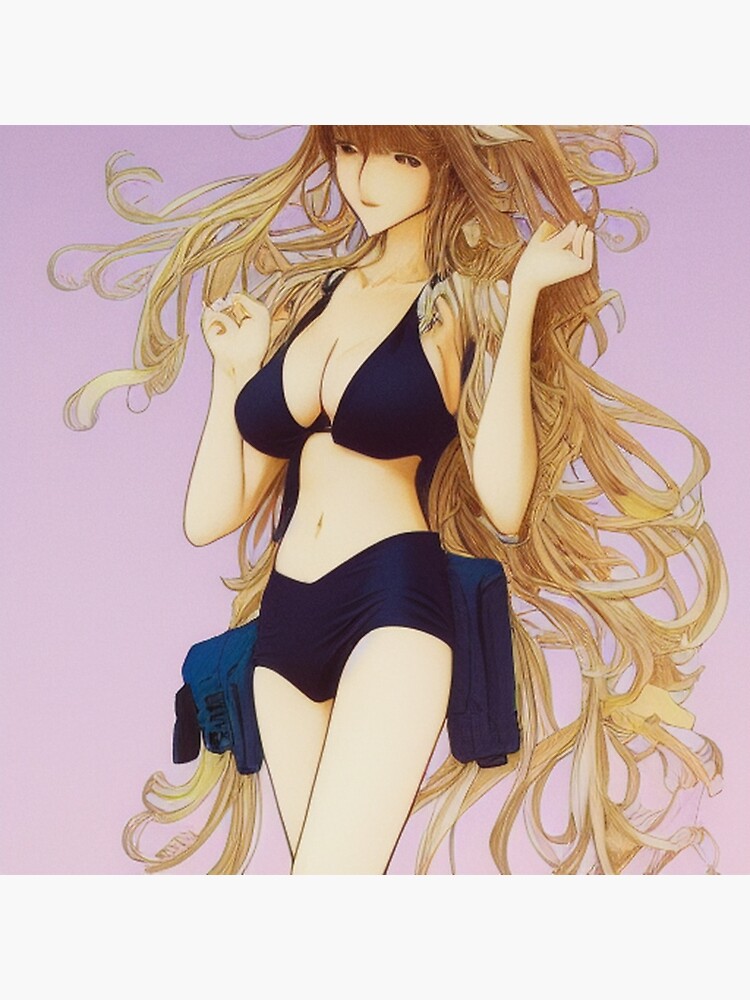 Disover Retro Anime Style Bikini Top Woman Premium Matte Vertical Poster