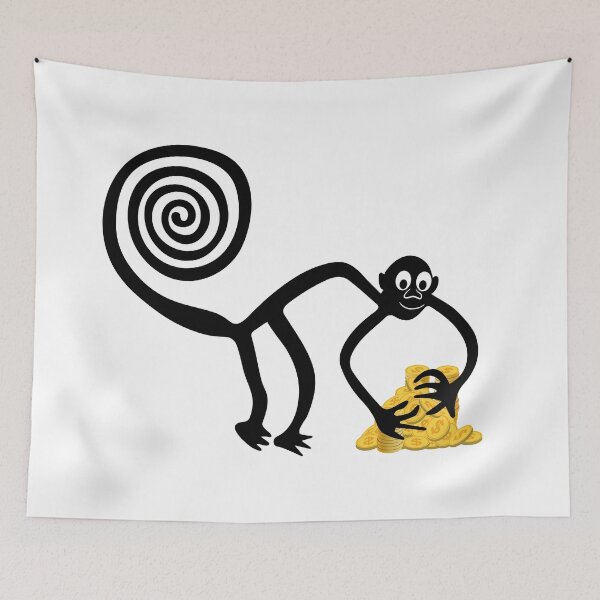 Item preview, Monkey with a pile of golden coins designed and sold by siloto.