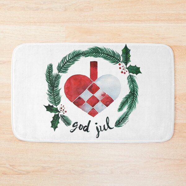 Item preview, god jul med julehjerte (dansk) - watercolor art designed and sold by thrine.