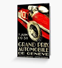 "GENEVA GRAND PRIX" Vintage Auto Racing Print Greeting Card