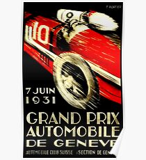 "GENF GRAND PRIX" Vintage Auto Racing Print Poster