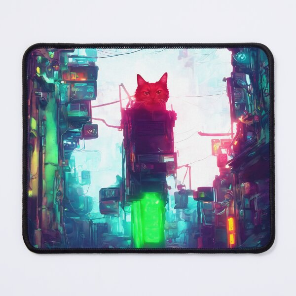 Item preview, Cyberpunk ginger cat in the alley, neon lighting, cyberpunk, night designed and sold by DrawItOnce.