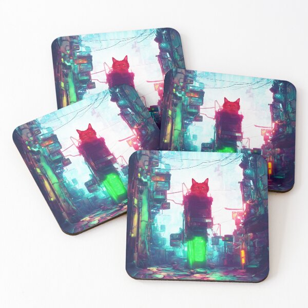 Item preview, Cyberpunk ginger cat in the alley, neon lighting, cyberpunk, night designed and sold by DrawItOnce.