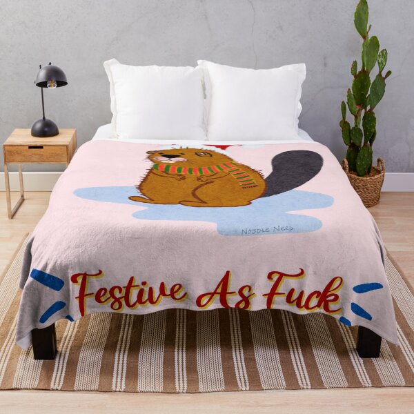 Item preview, Christmas Art - Christmas Beaver - Festive As Fuck designed and sold by Noodle Nerd.