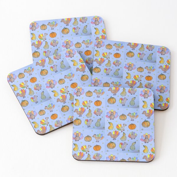 Item preview, Harvest Turkeys in periwinkle  designed and sold by Ivy-Bindig.