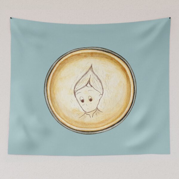 Item preview, Cute Elf Vintage Pendant on Sage Blue designed and sold by HiddenPuppets.