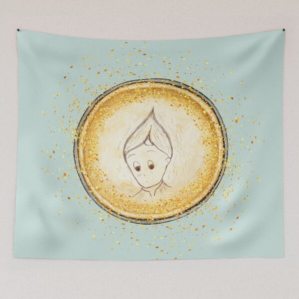 Item preview, Cute Elf Gold Circle Pendant on Mint Green designed and sold by HiddenPuppets.