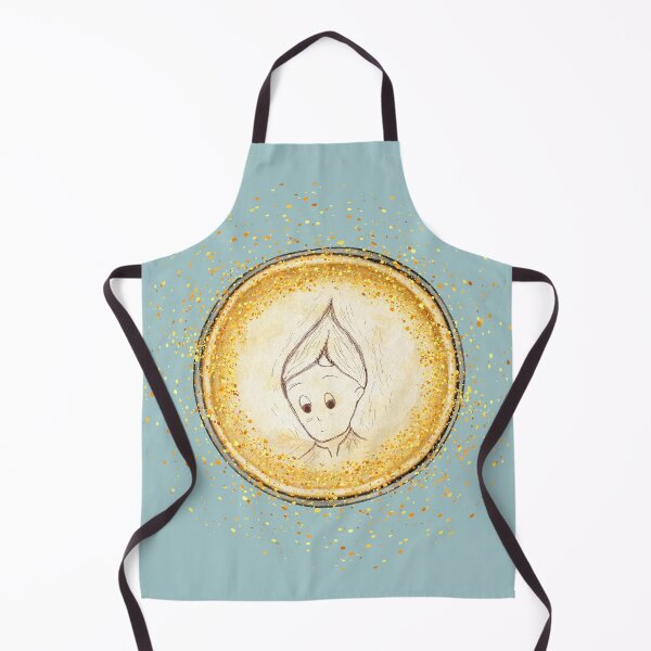 Item preview, Cute Elf Gold Circle Pendant on Sage Blue designed and sold by HiddenPuppets.