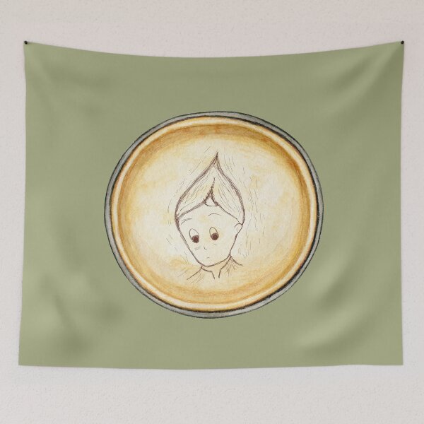 Item preview, Cute Elf Vintage Pendant on Sage Green designed and sold by HiddenPuppets.