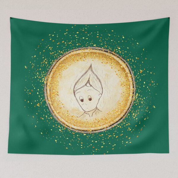 Item preview, Cute Elf Gold Circle Pendant on Green designed and sold by HiddenPuppets.