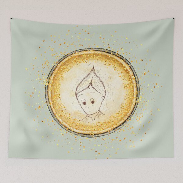 Item preview, Cute Elf Gold Circle Pendant on Apple Green designed and sold by HiddenPuppets.