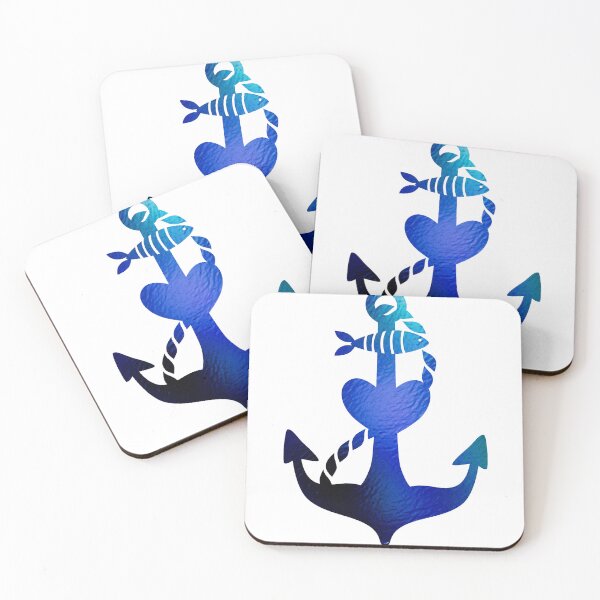 Item preview, Solid Blue Anchor and Fish designed and sold by nanengen2.