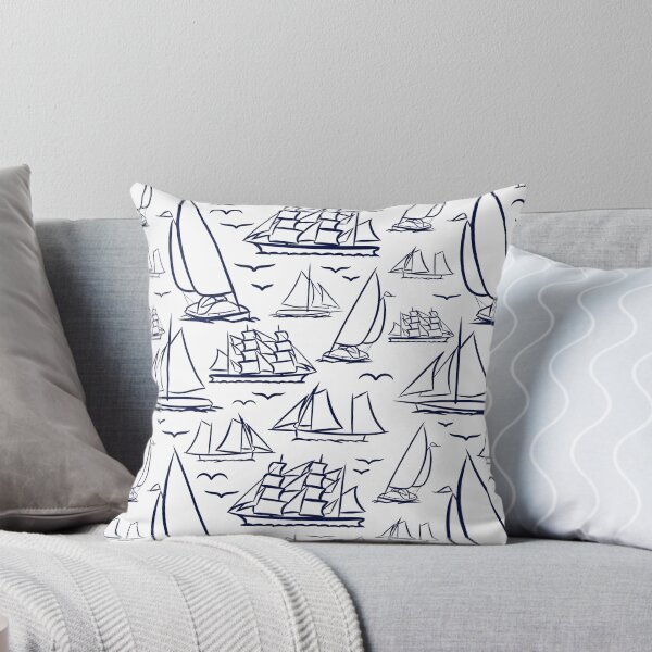 Item preview, Midnight Blue Classic Boats Pattern  designed and sold by seasprayart.