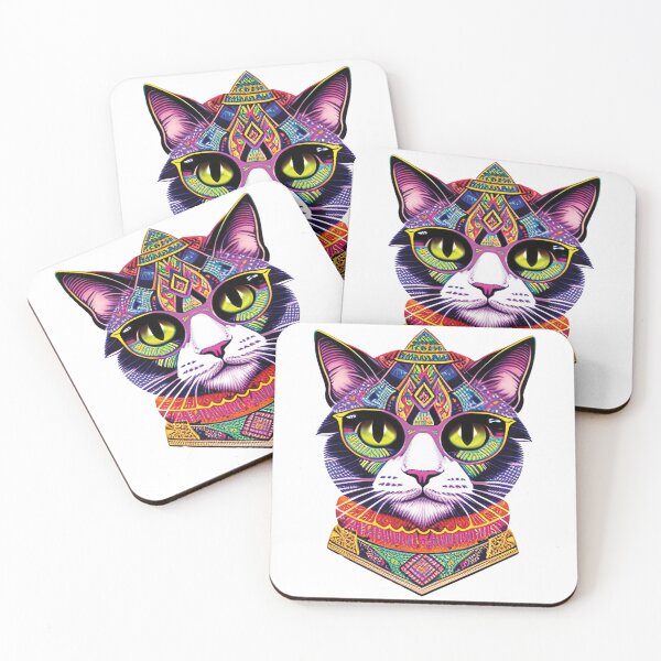 Item preview,  Cat Wearing Glasses-Multi Colored Cat designed and sold by tangledupsue.