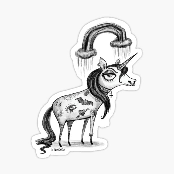 Goth Unicorn Sticker