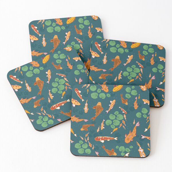 Item preview, Swimming koi fish - orange, blue and green designed and sold by Ingrid Poole.