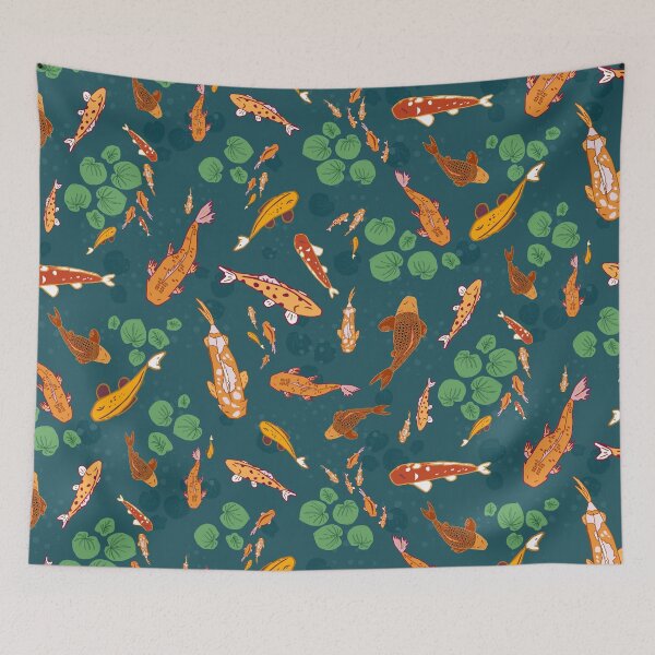 Item preview, Swimming koi fish - orange, blue and green designed and sold by Ingrid Poole.