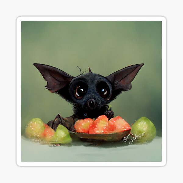 Nette kleine Fledermaus mit Frucht Sticker