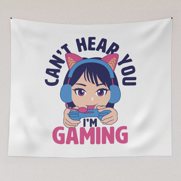 Item preview, Can't Hear You I'm Gaming Funny Gamer Girl Anime designed and sold by Pexilus.