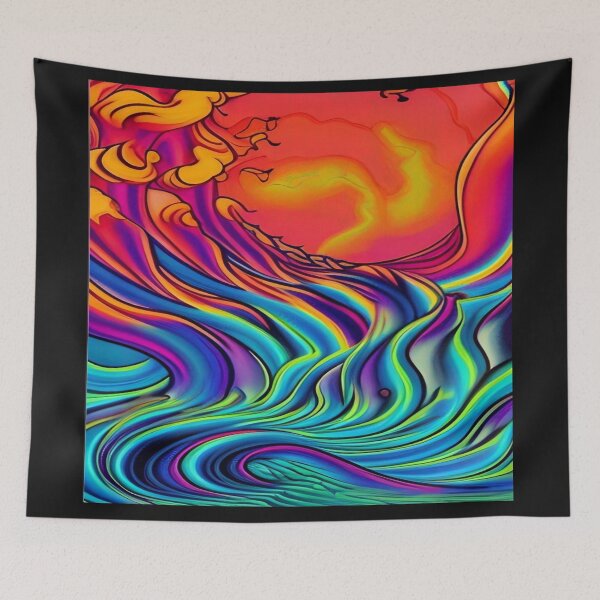 Item preview, Abstraction elemental psychodelic many colors fire and water overlapping art designed and sold by ValleyDream.