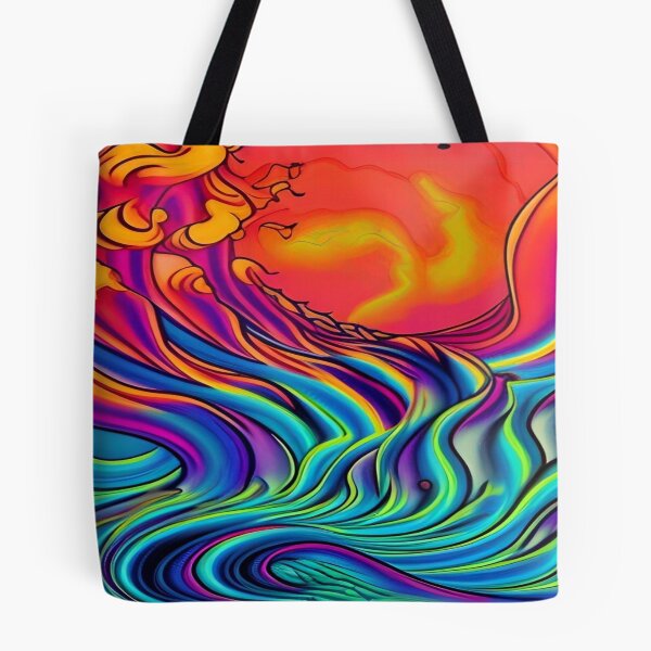 Item preview, Abstraction elemental psychodelic many colors fire and water overlapping art designed and sold by ValleyDream.