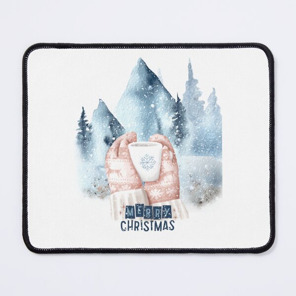 Item preview, Hands in gloves holding a cup of hot Christmas drink. View of the winter mountains. Winter is coming. designed and sold by Vantrip.