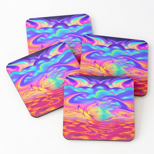 Item preview, Abstraction elemental psychodelic many colors fire and water overlapping art designed and sold by ValleyDream.
