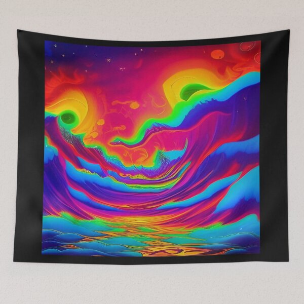 Item preview, Abstraction elemental psychodelic many colors fire and water overlapping art designed and sold by ValleyDream.