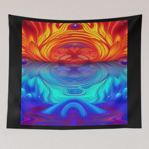 Item preview, Abstraction elemental psychodelic many colors fire and water overlapping art designed and sold by ValleyDream.