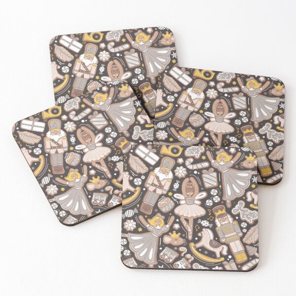 Item preview, Nutcracker ballet gingerbread delicious biscuits // dark brown background beige and martini brown sweet Christmas cookies designed and sold by SelmaCardoso.