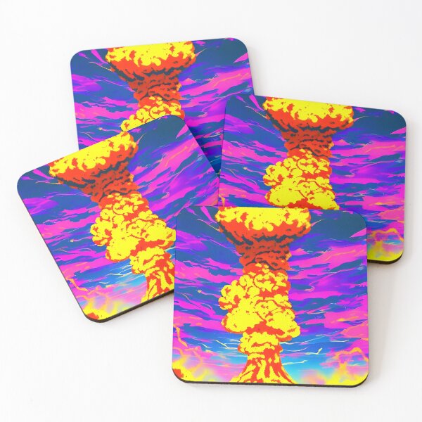 Item preview, Nuclear Explosion Mushroom Cloud Vaporwave Design Artwork designed and sold by StickerBird.