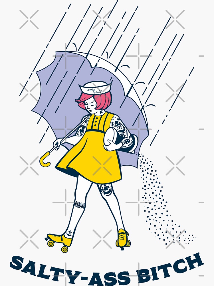 Salty-Ass Bitch - Morton Salt Vintage Roller Derby Girl by gertINK