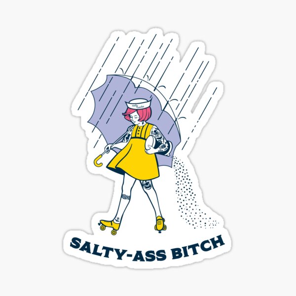 Salty-Ass Chienne - Morton Salt Vintage Roller Derby Girl Sticker