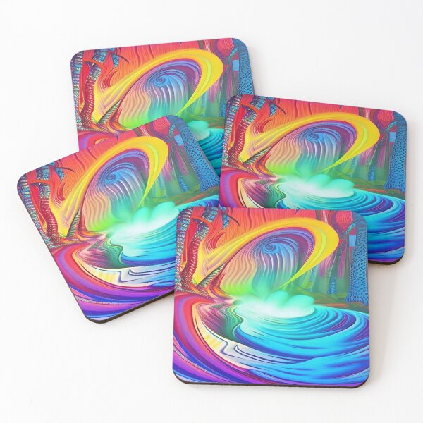Item preview, Abstraction elemental psychodelic many colors fire and water overlapping art designed and sold by ValleyDream.