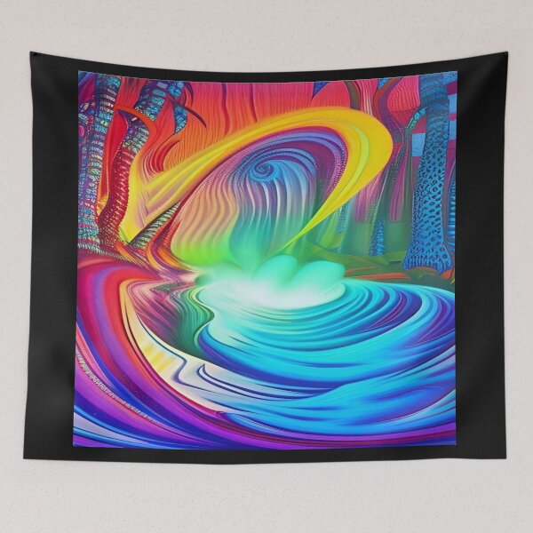 Item preview, Abstraction elemental psychodelic many colors fire and water overlapping art designed and sold by ValleyDream.