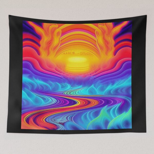 Item preview, Abstraction elemental psychodelic many colors fire and water overlapping art designed and sold by ValleyDream.