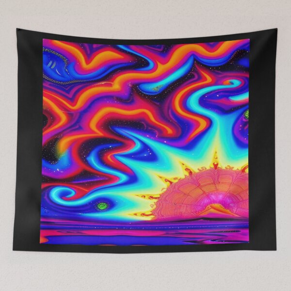 Item preview, Abstraction elemental psychodelic many colors fire and water overlapping art designed and sold by ValleyDream.