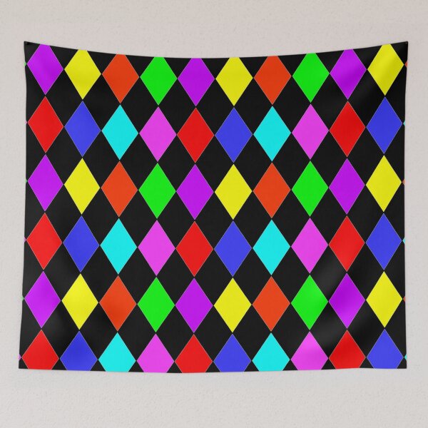 Item preview, MULTICOLOUR HARLEQUIN WITH PINK RED GREEN BLUE BLACK RED PURPLE AND YELLOW designed and sold by ozcushionstoo.