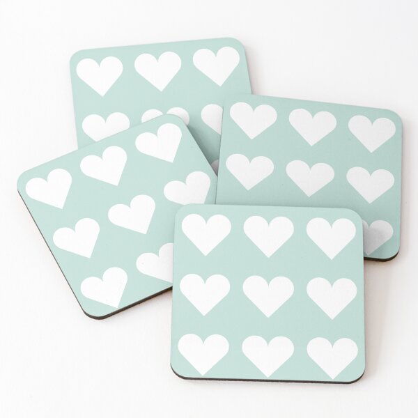 Item preview, Large MINT GREEN and WHITE LOVE HEARTS designed and sold by RachelMacht.