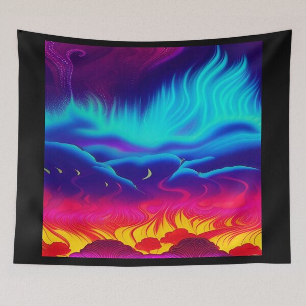 Item preview, Abstraction elemental psychodelic many colors fire and water overlapping art designed and sold by ValleyDream.