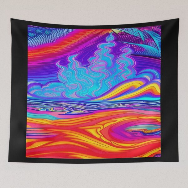 Item preview, Abstraction elemental psychodelic many colors fire and water overlapping art designed and sold by ValleyDream.
