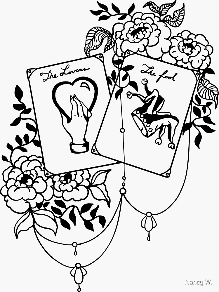"Tarot, Vines and Flowers " Sticker for Sale by nauticsdesign Redbubble