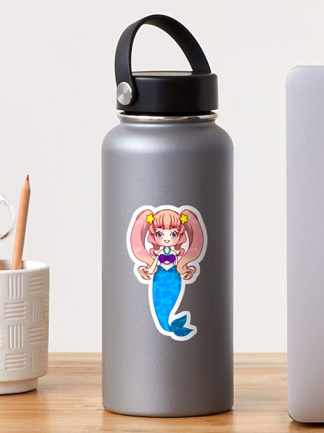 Thumbnail 1 of 3, Sticker, Chibi Lazy Mermaid designed and sold by Hawa777ARTS.