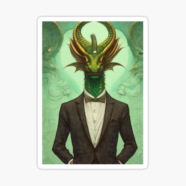 &ldquo;Dragon In A Tuxedo Artwork&rdquo; Sticker for Sale by NikkiBear67 | Redbubble