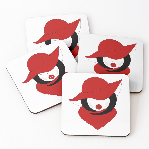 Item preview, face of a woman wearing a red hat designed and sold by SunGraphicArt.