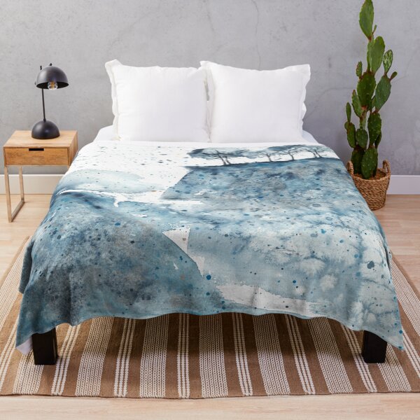 Item preview, Calm blue cool abstract watercolor landscape, stripes designed and sold by anaozzart.