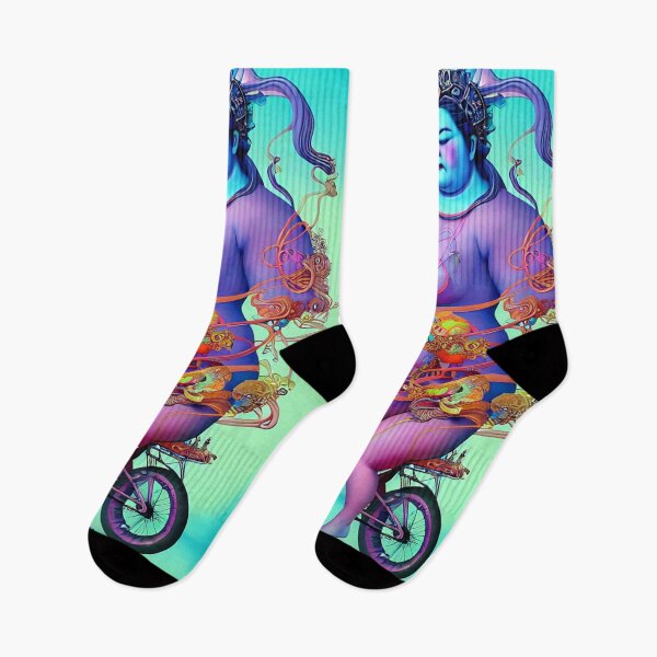 Item preview, surreal asian goddess riding a bike designed and sold by EBAN7.