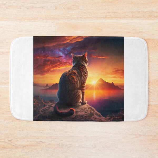 Item preview, Cat Looking At Sunset designed and sold by TheBaconStudio.